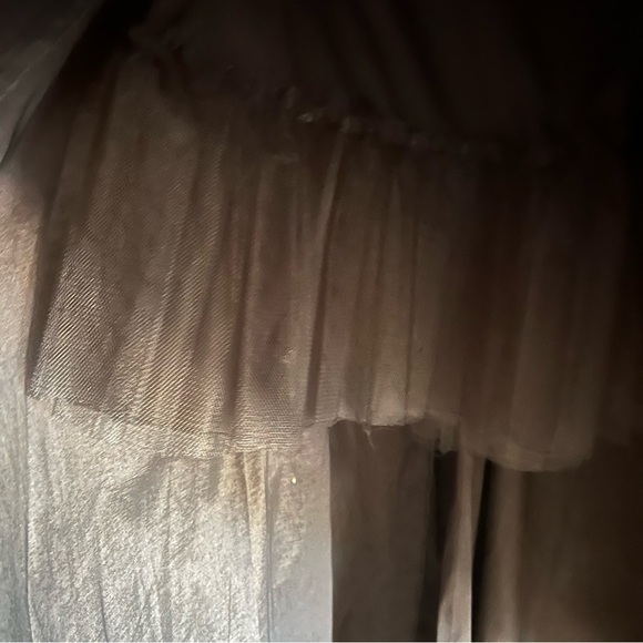 B Smart Prom Dress Size 1/2 Hi Low Sheer Gold Rhinestone Beaded Hoco Evening Y2K - Picture 5 of 9